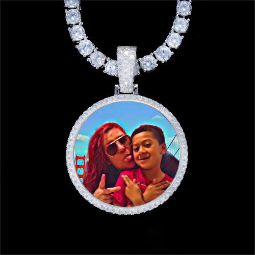 925S & VVS Moissanite 3D Circle Custom Picture Pendant