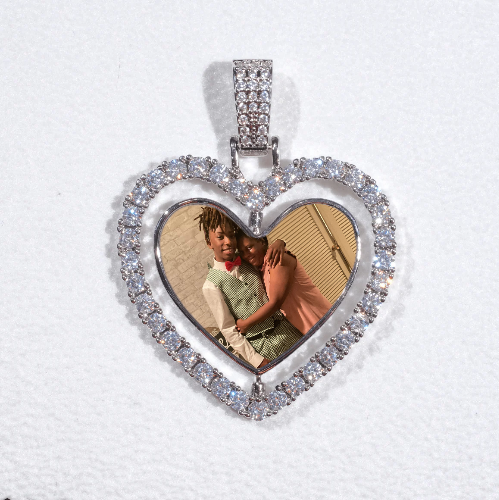3D Spinning 2-Faced Heart Custom Picture Pendant
