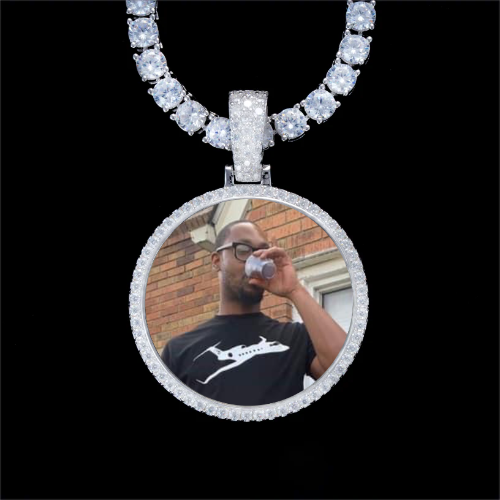925S & VVS Moissanite 3D Circle Custom Picture Pendant