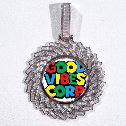 Large 3D Baguette Custom Picture Pendant