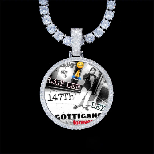 925S & VVS Moissanite 3D Circle Custom Picture Pendant