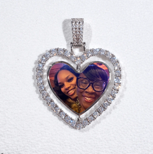3D Spinning 2-Faced Heart Custom Picture Pendant