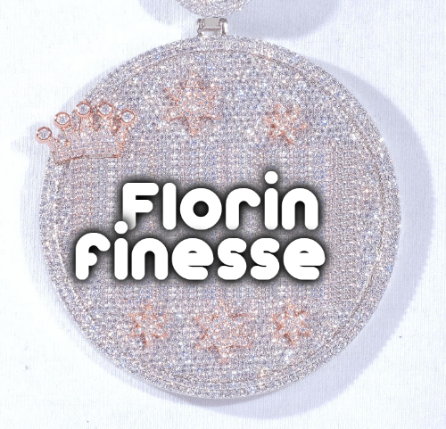 CUSTOM LETTER NECKLACE 3D BIG CROWN DISC
