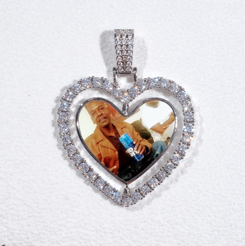 3D Spinning 2-Faced Heart Custom Picture Pendant