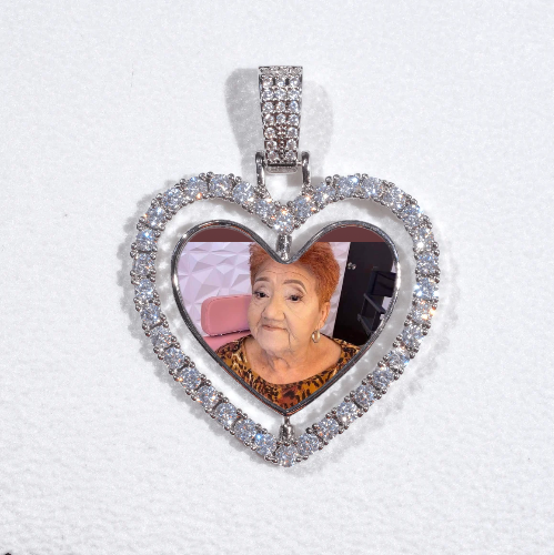 3D Spinning 2-Faced Heart Custom Picture Pendant