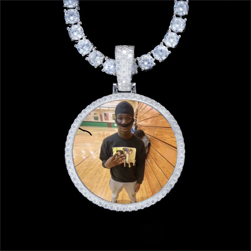 925S & VVS Moissanite 3D Circle Custom Picture Pendant