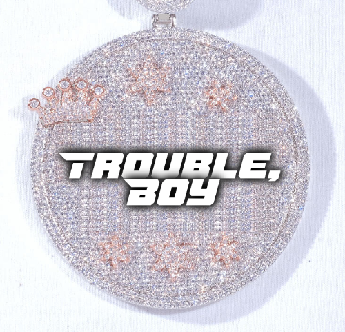 CUSTOM LETTER NECKLACE 3D BIG CROWN DISC