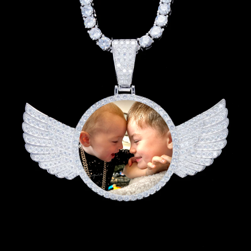 925S & VVS Moissanite 3D Wing Custom Picture Pendant