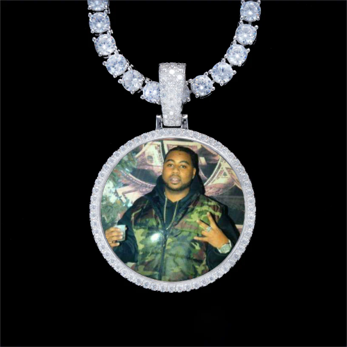 925S & VVS Moissanite 3D Circle Custom Picture Pendant