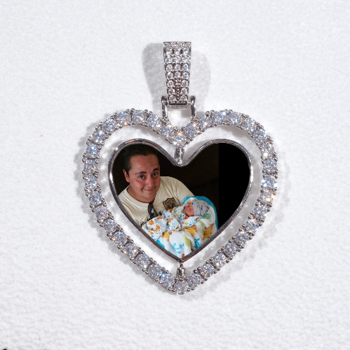 3D Spinning 2-Faced Heart Custom Picture Pendant