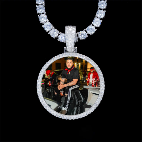 925S & VVS Moissanite 3D Circle Custom Picture Pendant
