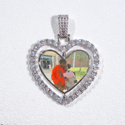 3D Spinning 2-Faced Heart Custom Picture Pendant