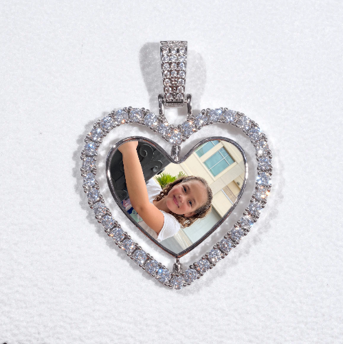 3D Spinning 2-Faced Heart Custom Picture Pendant