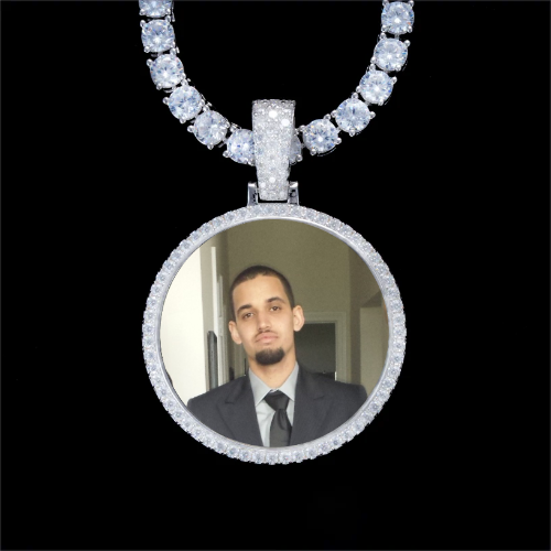 925S & VVS Moissanite 3D Circle Custom Picture Pendant