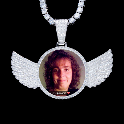 925S & VVS Moissanite 3D Wing Custom Picture Pendant