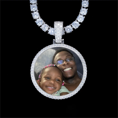 925S & VVS Moissanite 3D Circle Custom Picture Pendant
