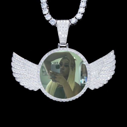 925S & VVS Moissanite 3D Wing Custom Picture Pendant