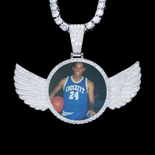 925S & VVS Moissanite 3D Wing Custom Picture Pendant