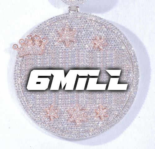CUSTOM LETTER NECKLACE 3D BIG CROWN DISC