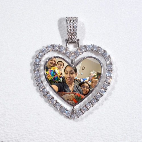 3D Spinning 2-Faced Heart Custom Picture Pendant