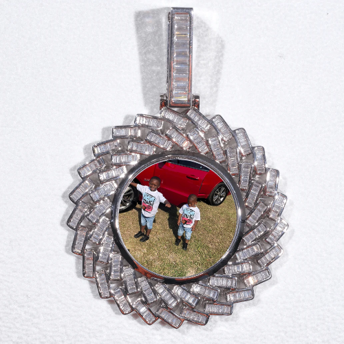 Large 3D Baguette Custom Picture Pendant