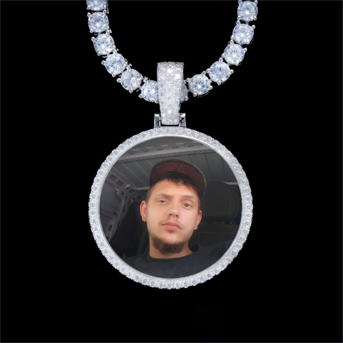 925S & VVS Moissanite 3D Circle Custom Picture Pendant
