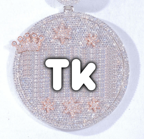 CUSTOM LETTER NECKLACE 3D BIG CROWN DISC