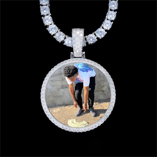 925S & VVS Moissanite 3D Circle Custom Picture Pendant