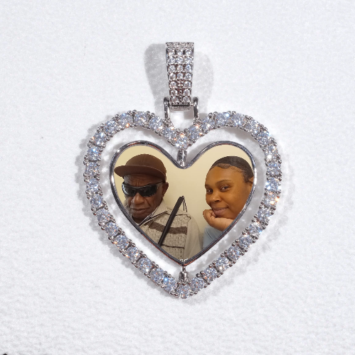3D Spinning 2-Faced Heart Custom Picture Pendant