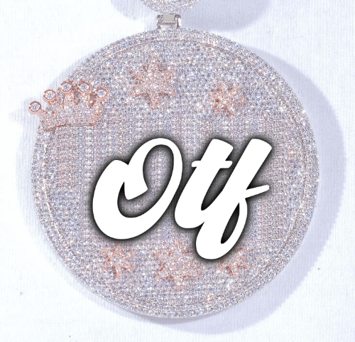 CUSTOM LETTER NECKLACE 3D BIG CROWN DISC