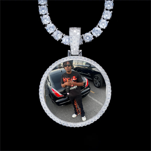 925S & VVS Moissanite 3D Circle Custom Picture Pendant