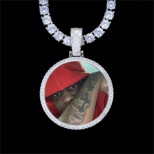 925S & VVS Moissanite 3D Circle Custom Picture Pendant