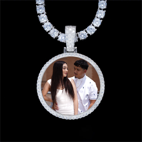 925S & VVS Moissanite 3D Circle Custom Picture Pendant