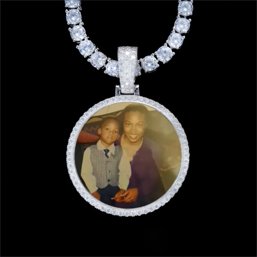 925S & VVS Moissanite 3D Circle Custom Picture Pendant
