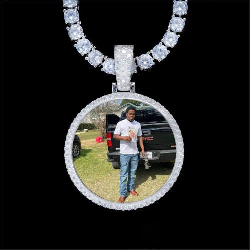 925S & VVS Moissanite 3D Circle Custom Picture Pendant