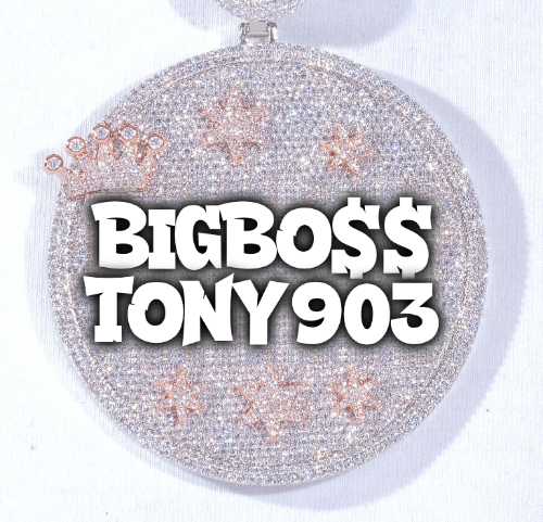 CUSTOM LETTER NECKLACE 3D BIG CROWN DISC