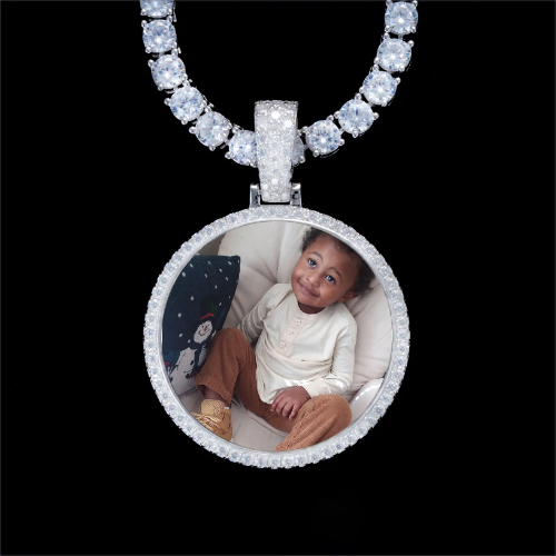 925S & VVS Moissanite 3D Circle Custom Picture Pendant