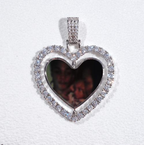 3D Spinning 2-Faced Heart Custom Picture Pendant