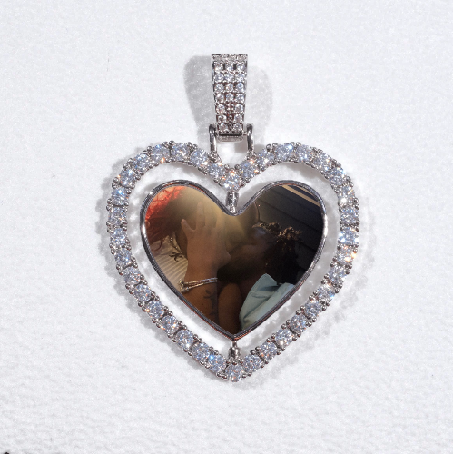 3D Spinning 2-Faced Heart Custom Picture Pendant