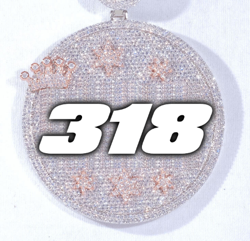 CUSTOM LETTER NECKLACE 3D BIG CROWN DISC