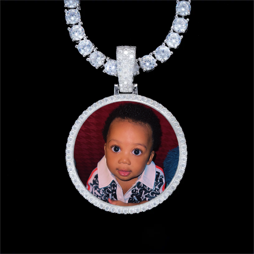 925S & VVS Moissanite 3D Circle Custom Picture Pendant