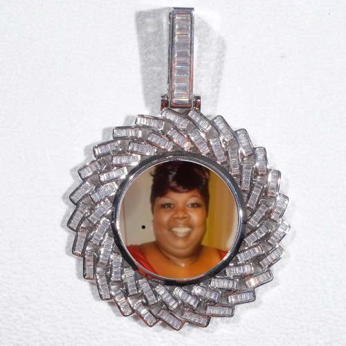 Large 3D Baguette Custom Picture Pendant