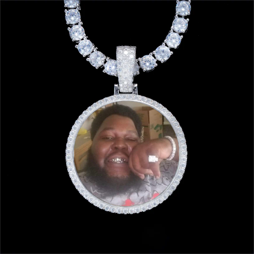 925S & VVS Moissanite 3D Circle Custom Picture Pendant