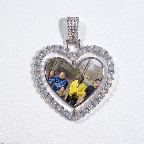 3D Spinning 2-Faced Heart Custom Picture Pendant