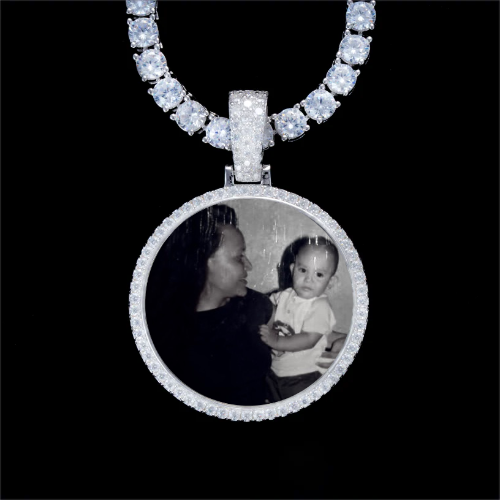 925S & VVS Moissanite 3D Circle Custom Picture Pendant