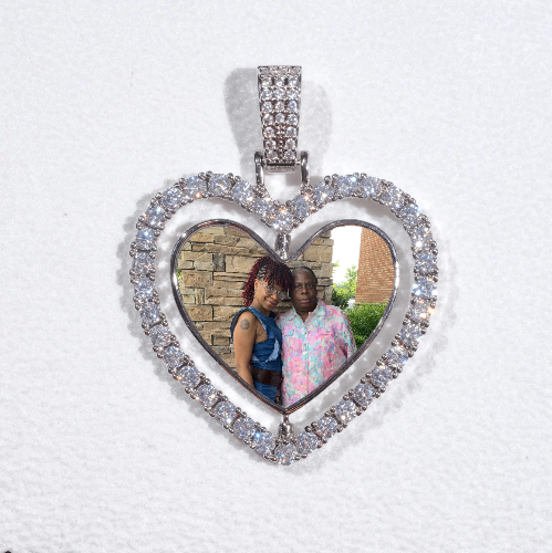3D Spinning 2-Faced Heart Custom Picture Pendant
