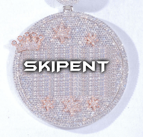 CUSTOM LETTER NECKLACE 3D BIG CROWN DISC