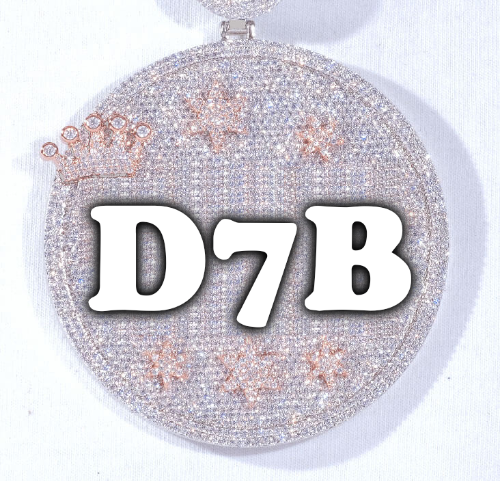 CUSTOM LETTER NECKLACE 3D BIG CROWN DISC