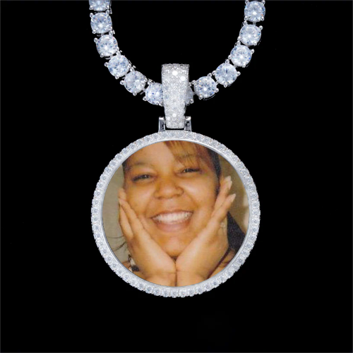 925S & VVS Moissanite 3D Circle Custom Picture Pendant