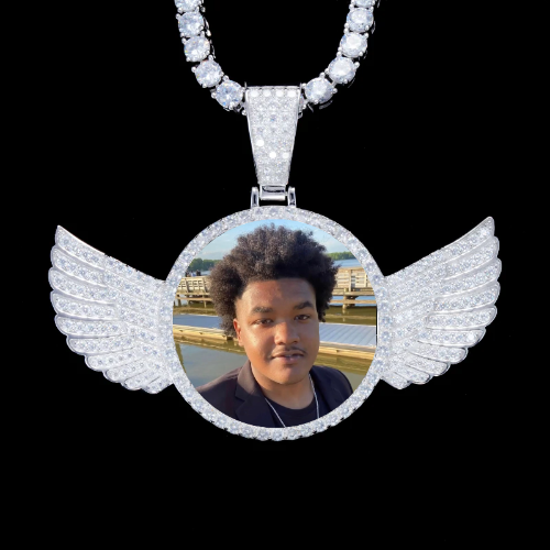 925S & VVS Moissanite 3D Wing Custom Picture Pendant